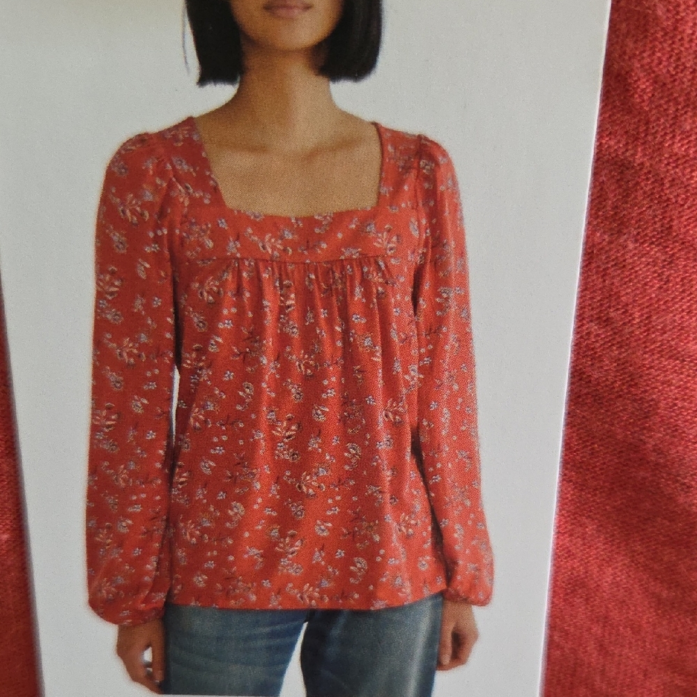 Lucky Brand Red Floral Blouse